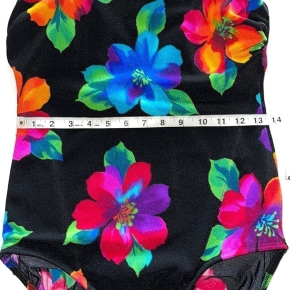Inches Away Black Vivid Floral Scoop Back One Piece Swimsuit - Picture 7 of 8